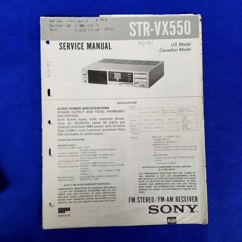 Sony str vx550 service - sony, manual